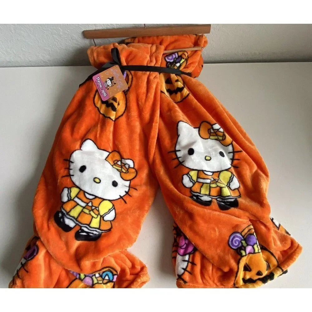 2 Pack Hello Kitty Halloween Throw Blankets Orange Web Pumpkin Pirate Candy Corn